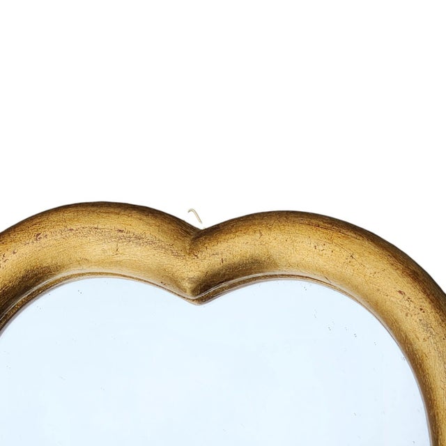 French Vintage Italian Gilt Heart-Shaped Wall Mirror For Sale - Image 3 of 4