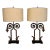 Vintage Old World Wrought Iron Architectural Element Table W/Custom Shade Lamps, a Pair For Sale