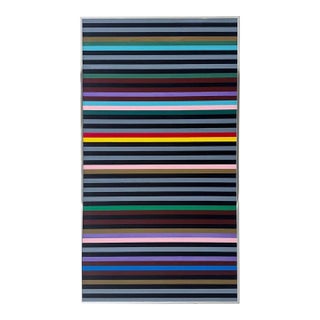 Mid-Century Hard Edge Colorful Lines Painting, Gene Davis Manner, Abstract For Sale