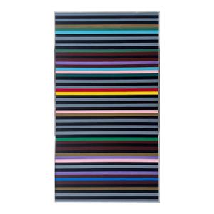 Mid-Century Hard Edge Colorful Lines Painting, Gene Davis Manner, Abstract
