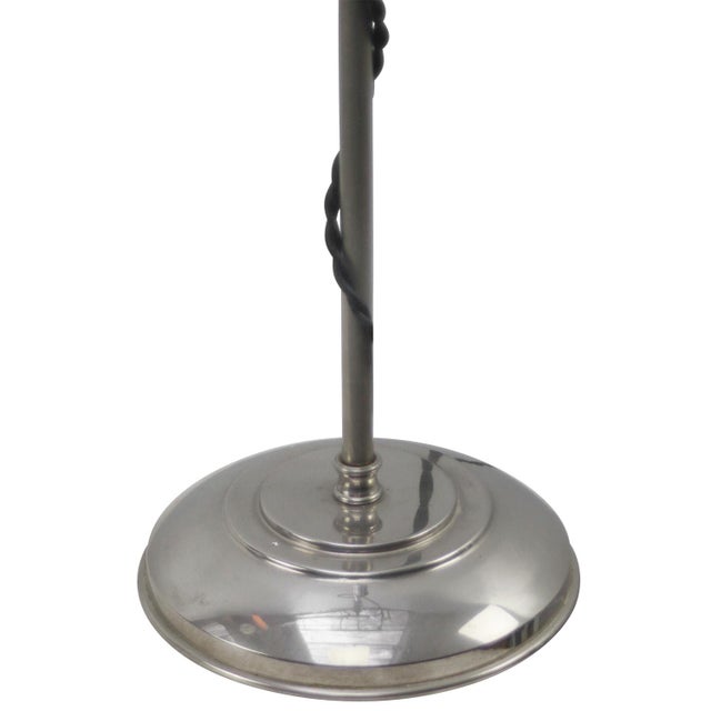 British Art Deco Chrome and Blue Glass Table Lamp For Sale - Image 5 of 6