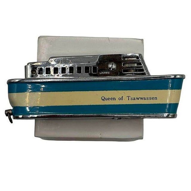 Mid-Century Novelty "Queen of Tsawwassen" Cruise Ship Enameled Lighter For Sale - Image 10 of 10