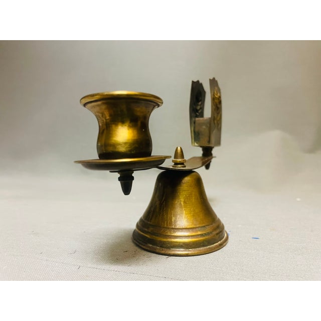 Portuguese Church Brass Candleholder with Matchbox Holder by Ferreira, 1930s For Sale - Image 3 of 8
