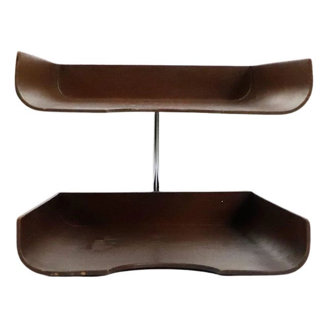 1970s MCM Office Desk Paper Organizer Tray For Sale