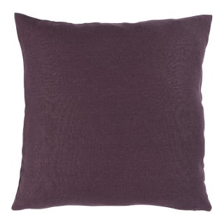 Schumacher Jumi Stonewashed Linen 22" Pillow In Aubergine For Sale