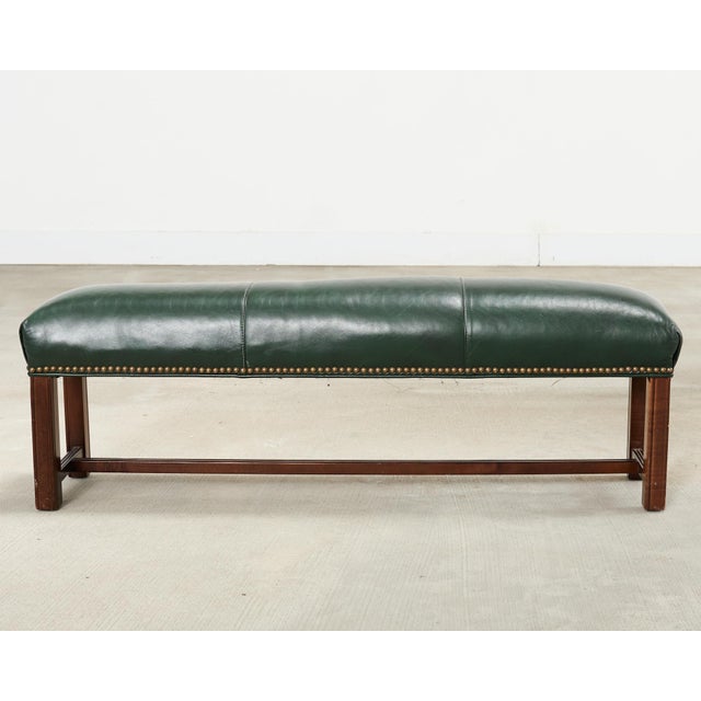 Traditional Elongated Georgian Style Mahogany Leather Footstool For Sale - Image 3 of 18