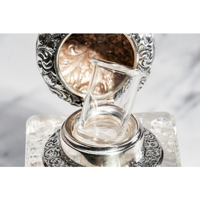 Metal Exceptional Huge Antique Sterling Silver Black, Starr & Frost Cut Crystal Victorian Desk Paperweight Inkwell Luxury Home Decor For Sale - Image 7 of 18