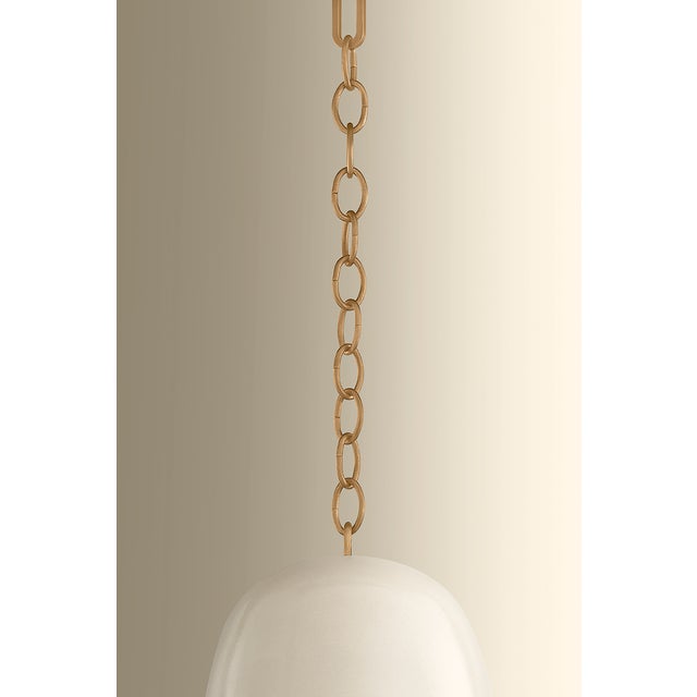 Hudson Valley Lighting Omi 9 in. 1 Light Pendant in Patina Brass and Ceramic Ivory Crackle Finish For Sale In New York - Image 6 of 8