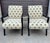 A pair of Sam Moore by Hooker Furniture "Dante" exposed wood contemporary chair, in modern yellow and gray upholstery,...