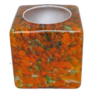 Flamed Cased Glass Table Lamp Cube in Orange, Green, Black and Beige by Peill & Putzler, 1970s For Sale