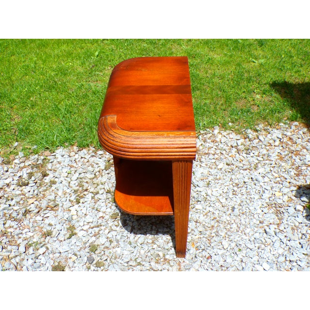 Vintage Art Deco Waterfall End Table Demilune Tripod Stand For Sale In Boston - Image 6 of 16
