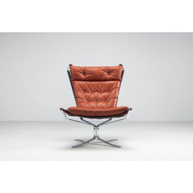 Textile Falcon Lounge Chair Leather and Metal by Sigurd Ressell for Vatne Møbler, 1970 For Sale - Image 7 of 17
