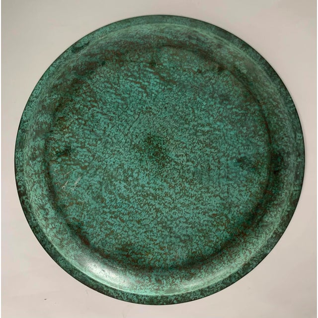 1920’s Art Deco Carl Sorensen Large Verdigris Green Bronze Charger, Signed For Sale In San Antonio - Image 6 of 12