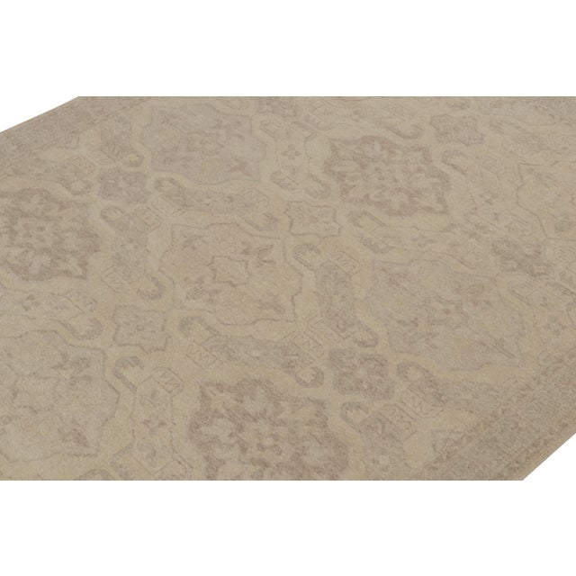 Rug & Kilim’s Distressed Tribal Style Rug in Beige and Gray Geometric Pattern For Sale In New York - Image 6 of 7