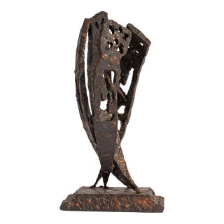 Vintage Brutalist Metal Abstract Sculpture For Sale