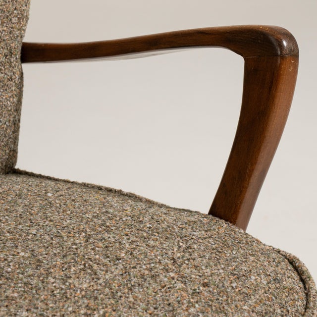 Mid-Century Modern Shellback Upholstered Armchair, Antique, Denmark, Circa 1940 For Sale In Greensboro - Image 6 of 13