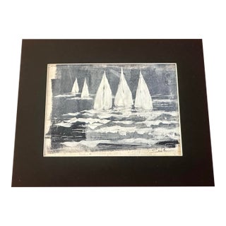“Silver Regatta” Signed Sailboat Painting by Nancy Smith For Sale