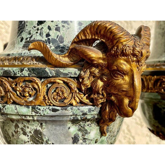 Metal Napoleon III Vases in Marble and Bronze, Set of 2 For Sale - Image 7 of 12