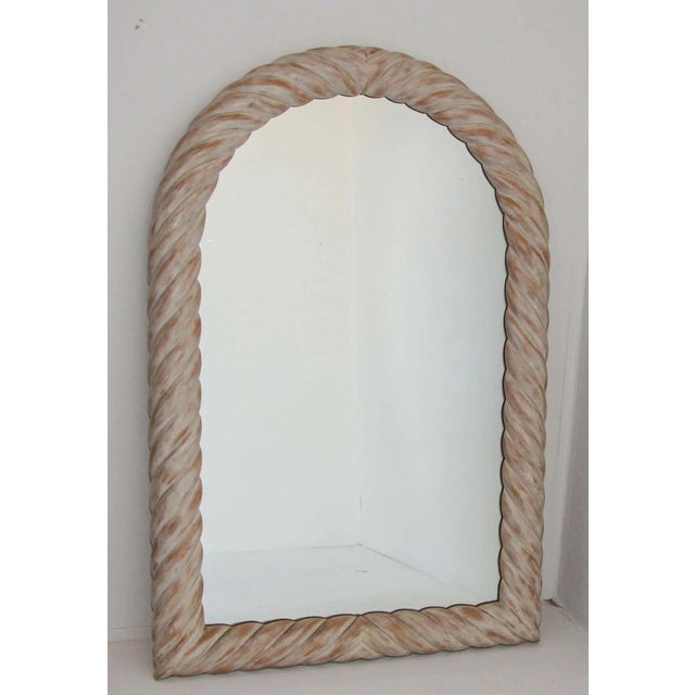 White White Washed Out Wood Arched French Wall Mirror For Sale - Image 8 of 13