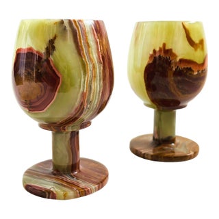 Onyx Wine Goblets - Set of 2 For Sale