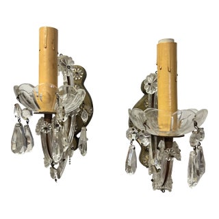 Vintage Mid-Century Maria Theresa Style Crystal Wall Sconce - A Pair For Sale