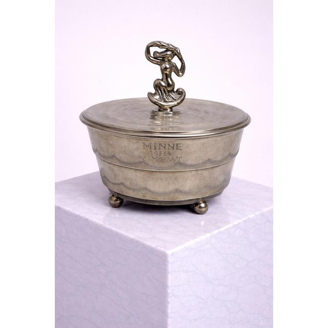 Swedish Art Deco Pewter Lidded Box by Sylvia Stave for C.G. Hallberg, 1928 For Sale - Image 4 of 8