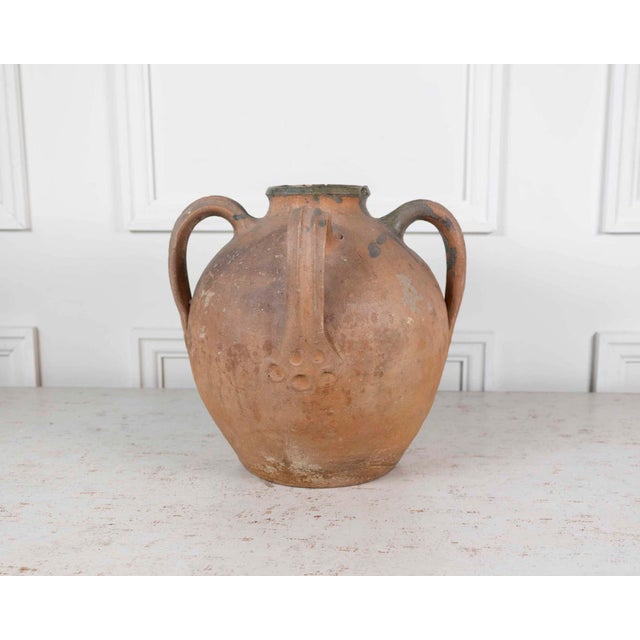 18th Century French 18th Century Unglazed Earthenware Oil Pot with Green Splash Glaze For Sale - Image 5 of 8