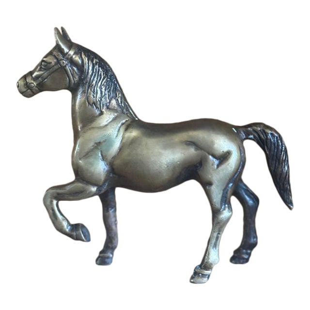 Mid 20th Century Brass Prancing Horse Sculpture For Sale