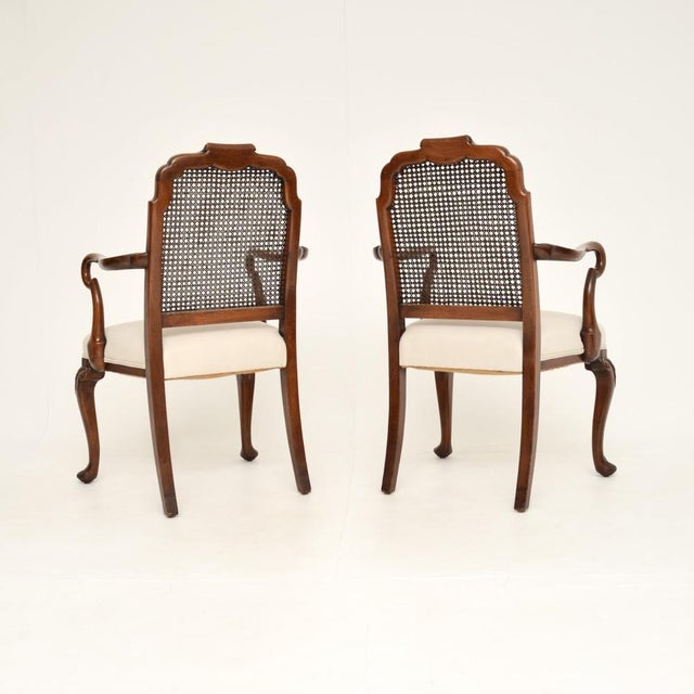 Antique Edwardian Lacquered Walnut and Cane Armchairs, 1900, Set of 2 For Sale - Image 4 of 12