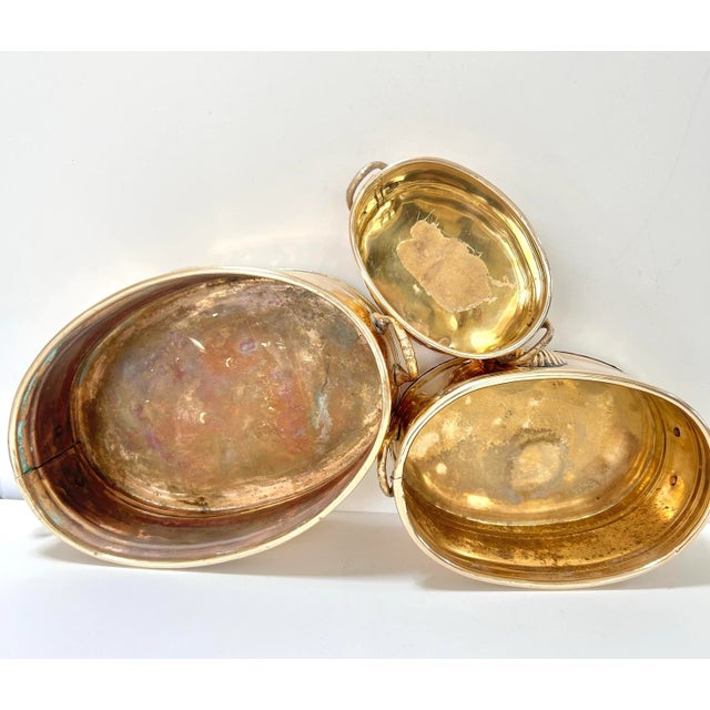 Brass Vintage Brass Clamshell Seashell Tiered Planters - Set of 3 For Sale - Image 8 of 8