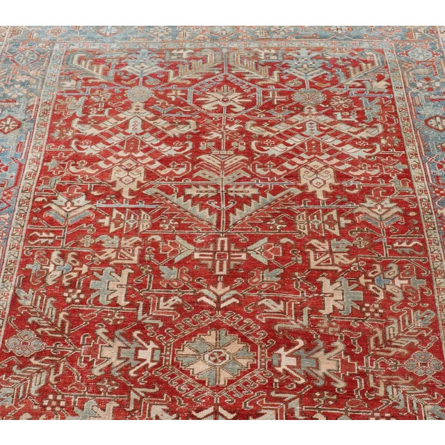 Early 20th Century Antique Persian All-Over Heriz Rug With All-Over Geometric Design 7'6" X 11'0" For Sale - Image 10 of 13
