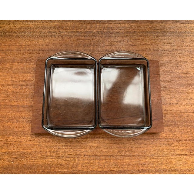 Mid-Century Danish Teak Tray from Artiform with Cabaret Glass Trays from Holmegaard, 1960s, Set of 3 For Sale - Image 9 of 14