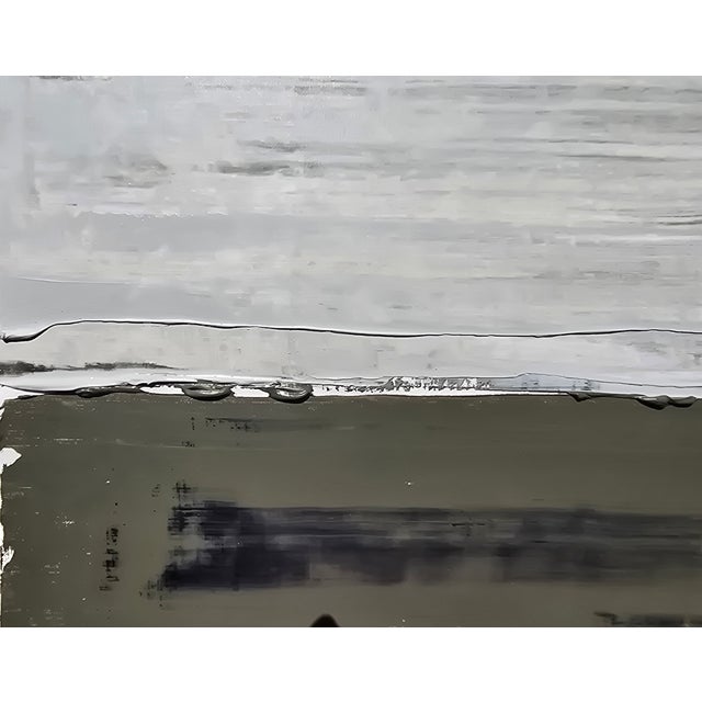 Dark Green Framed Contemporary Neutral Color Palette Abstract Landscape Painting / Color Field / Earth Tones For Sale - Image 8 of 9