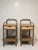 Pair of tubular metal bedside tables, from 20th-century institutional furniture, most likely from a boarding school....