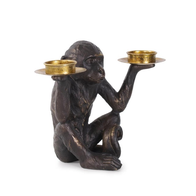 Barkari Monkey Double Tealight Candle Holder For Sale - Image 11 of 11