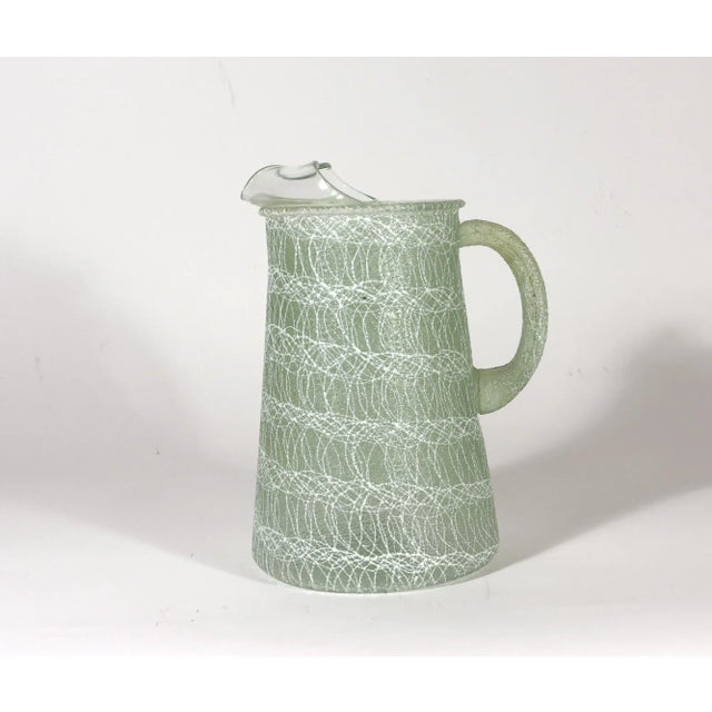 Vintage MCM Set of Drinking Glasses & Jug, Spaghetti String Pattern, Color Craft, Indianapolis, In., Set of Seven and Jug. For Sale - Image 9 of 11