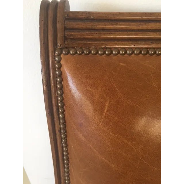 Nancy Corzine Walnut Leather Chair For Sale - Image 4 of 4