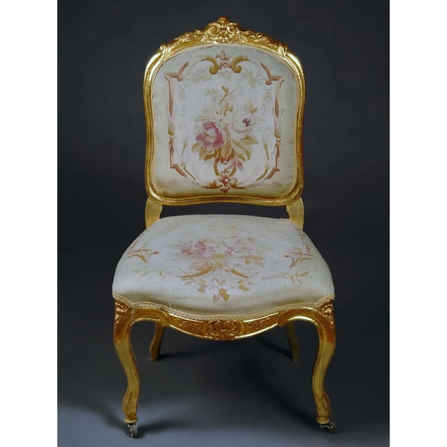 Late 19th Century 19th Century French Giltwood Aubusson Tapestry 7-Piece Salon Suite For Sale - Image 5 of 9