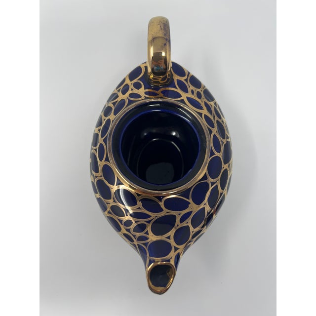 Metal Vintage English “Aladdin” Cobalt Blue & Gilt Teapot, Mid-Century For Sale - Image 7 of 12