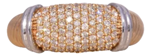 The Pape: Pave Set Natural Diamond Ring in White and Yellow Gold