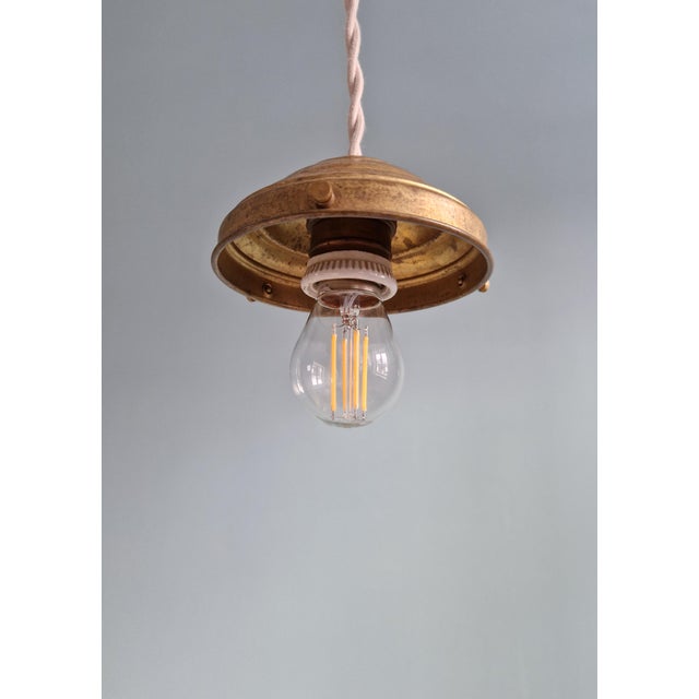 Metal Art Deco Pendant Light in Faceted Satin Glass, 1920s For Sale - Image 7 of 11