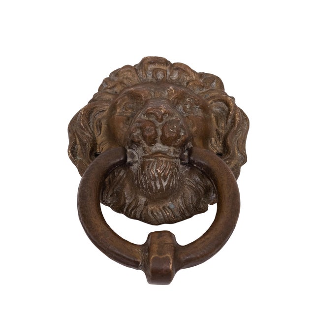 Metal Antique Bronze Lions Head Door Knocker, 1880s For Sale - Image 7 of 8