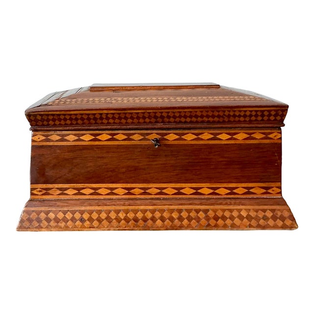 Vintage Boho 19th Century Marquetry Box For Sale