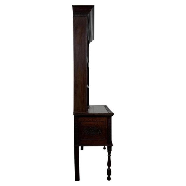 Wood Antique 19th Century English Oak Dresser with Carved Decoration For Sale - Image 7 of 12