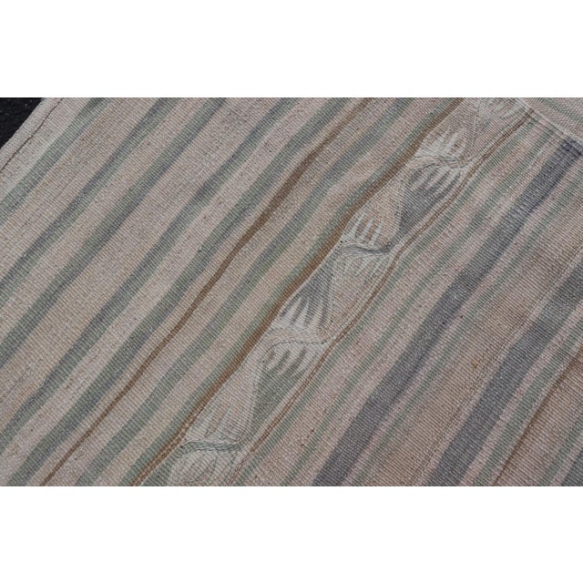 Vintage Turkish Kilim With Soft Blue, Sage, and Sand Striped Design For Sale - Image 11 of 11