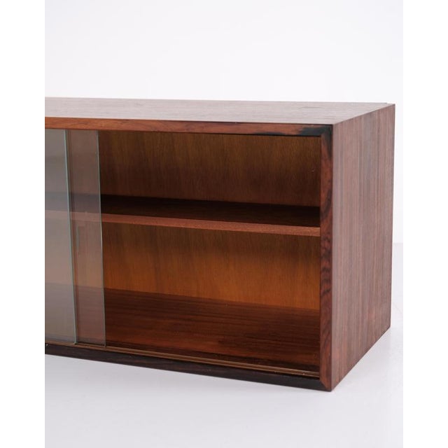 Wall-Mounted Rosewood Cabinet with Glass Doors, 1960s For Sale - Image 7 of 9