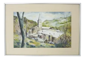 Carani, Church in the Mountains, 1970s, Watercolor