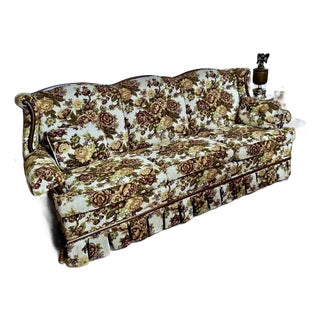 Vintage Clayton Marcus Sofa & Wingback Chair Set — 1970s Floral, Original Fabric For Sale