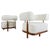 Set of Italian Armchairs in Wood and White Boucle Fabric For Sale