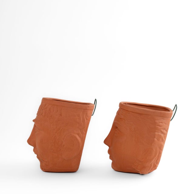 Terra Cotta Vintage Rookes Pottery God and Goddess Face Planters For Sale - Image 8 of 12